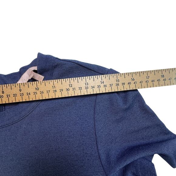 Hutch Anthropologie Navy Ponte Fit & Flare Dress Short Sleeve Pleated Skirt Sz 4 - Picture 4 of 11